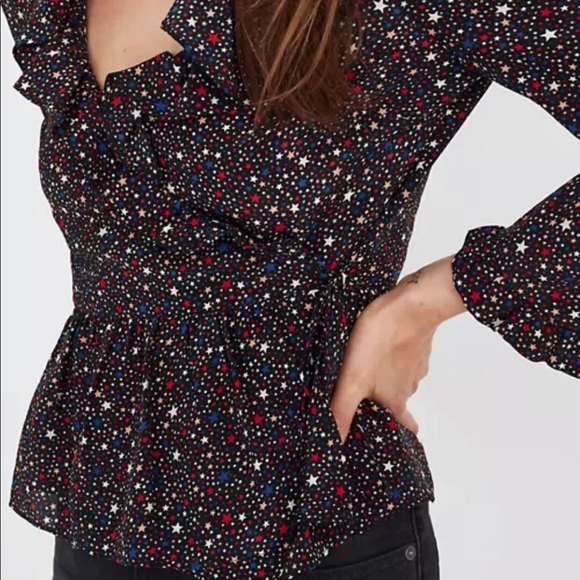 Madewell Studio Ruffle-Hem Top in Starry Night - Picture 2 of 5